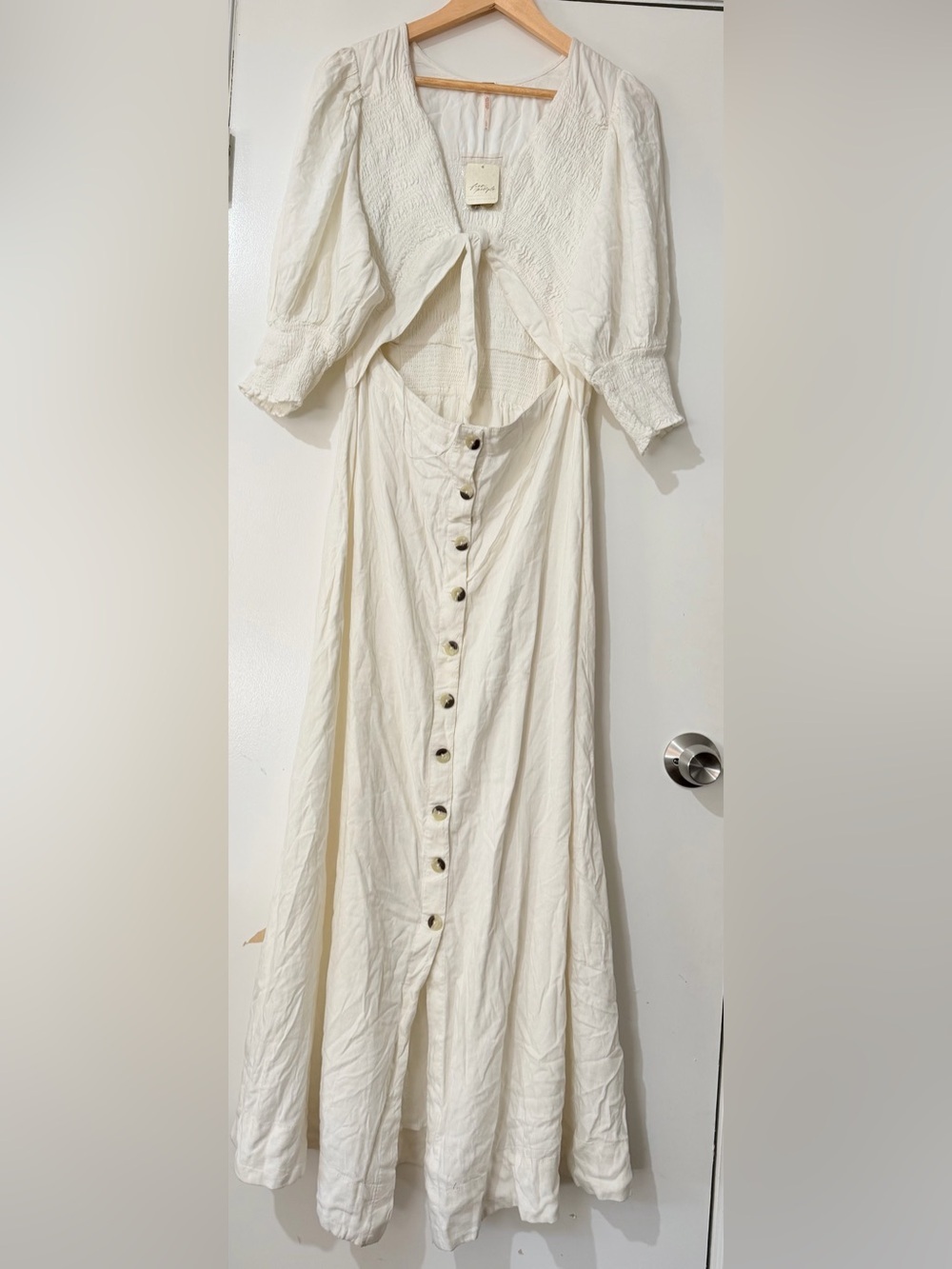 Free People White Button-Front High-Low Maxi Skirt - Picture 4 of 7